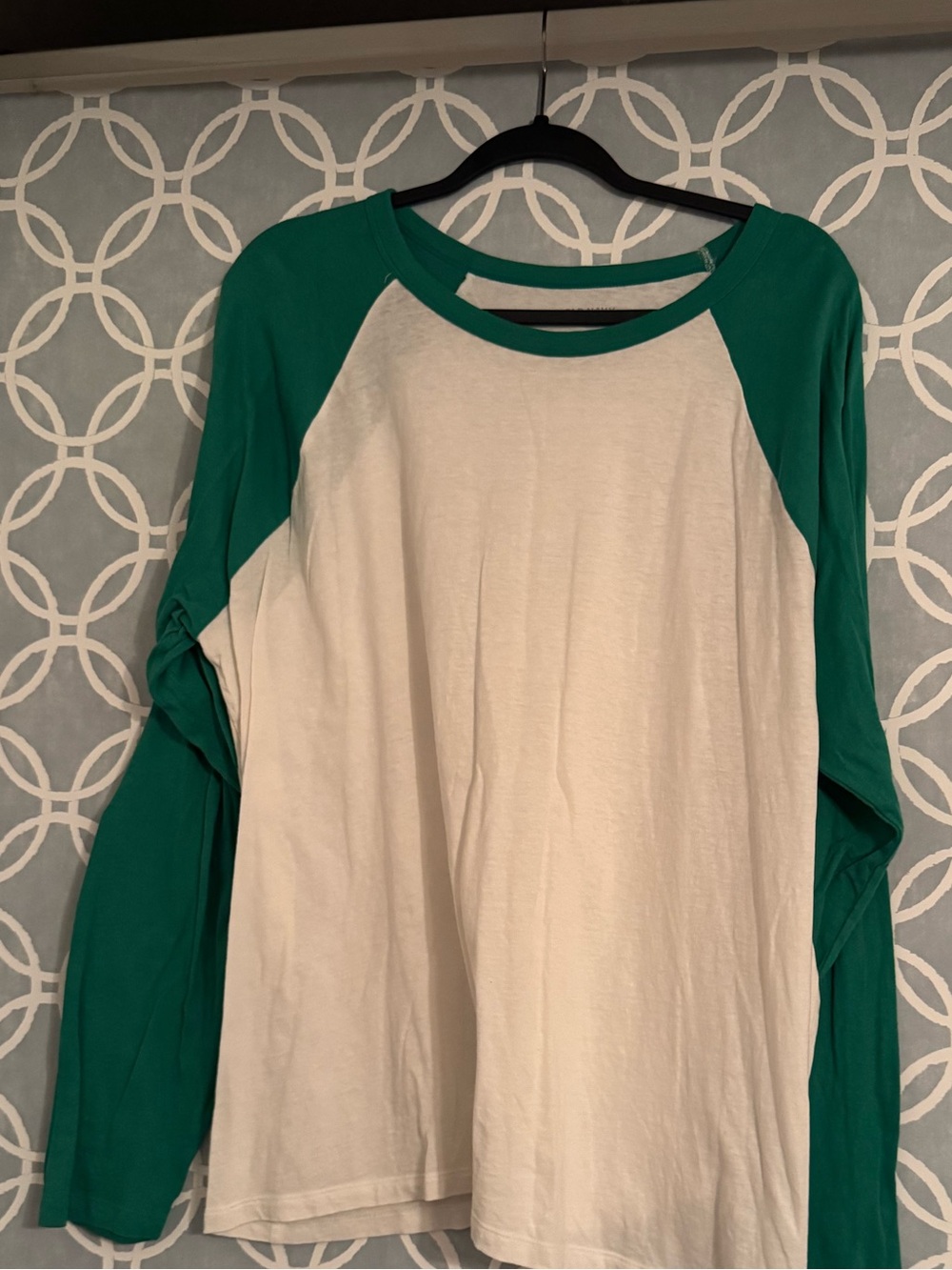 Green and White Long Sleeve Baseball Tee Old Navy tall